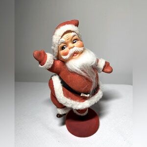 Vintage Flocked Santa Claus Figurine. Dancing. Fun. Festive. Collectible